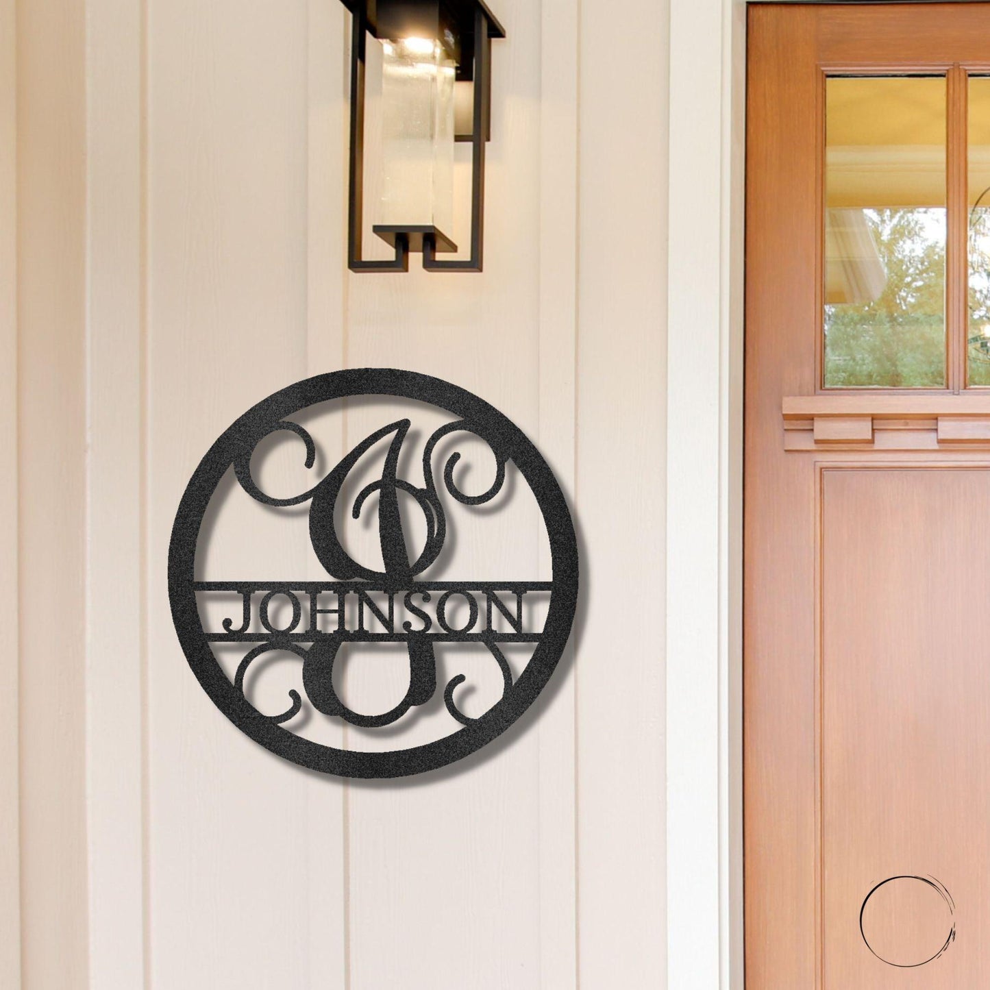 Circle Vine Monogram Personalized Name Indoor Outdoor Steel Wall Sign Metal Art - Mallard Moon Gift Shop