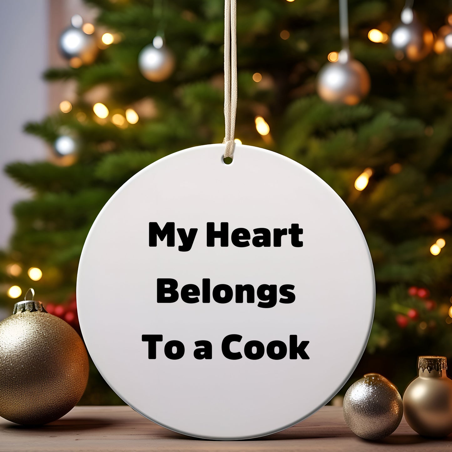 My Heart Belongs To A Cook Circle Ornament Gifts from Family for Christmas