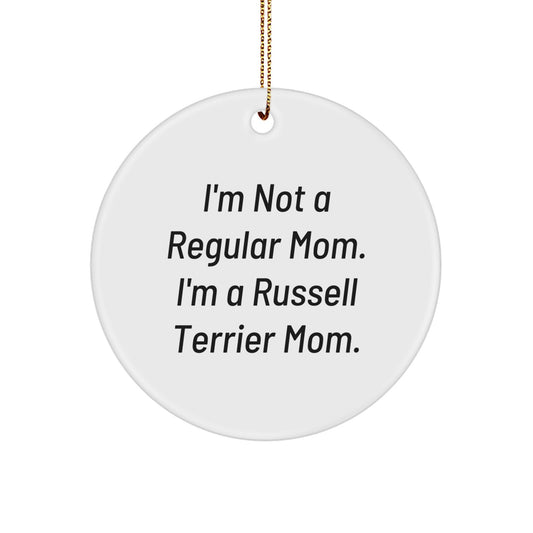 Funny Russell Terrier Dog Mom Christmas Circle Ornament Gifts from Friends for Family - Image 1