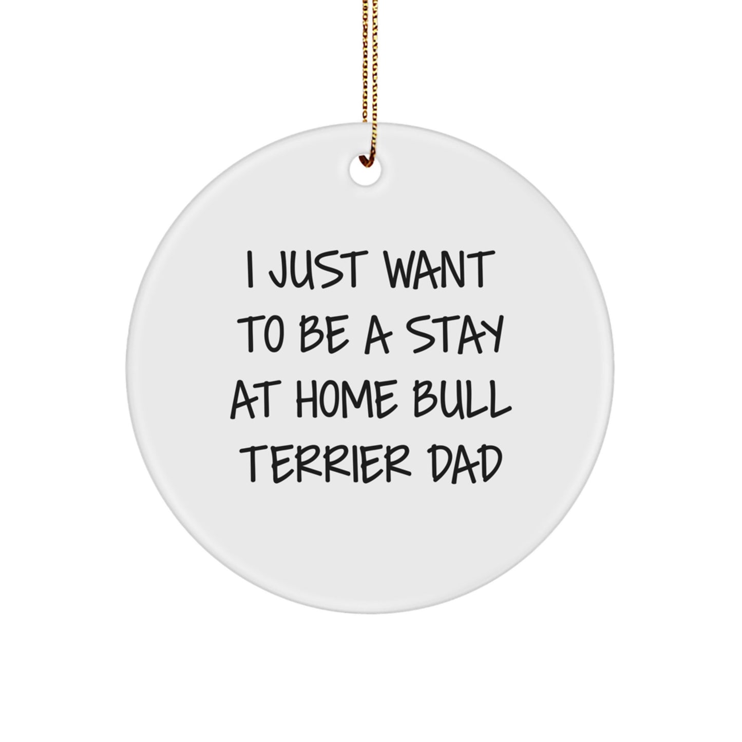 Bull Terrier Dog Dad Gifts, Funny Circle Ornament for Men, I Just Want To Be A Stay At Home Bull Terrier Dad, Christmas Unique Gifts from Men to Family - Image 1