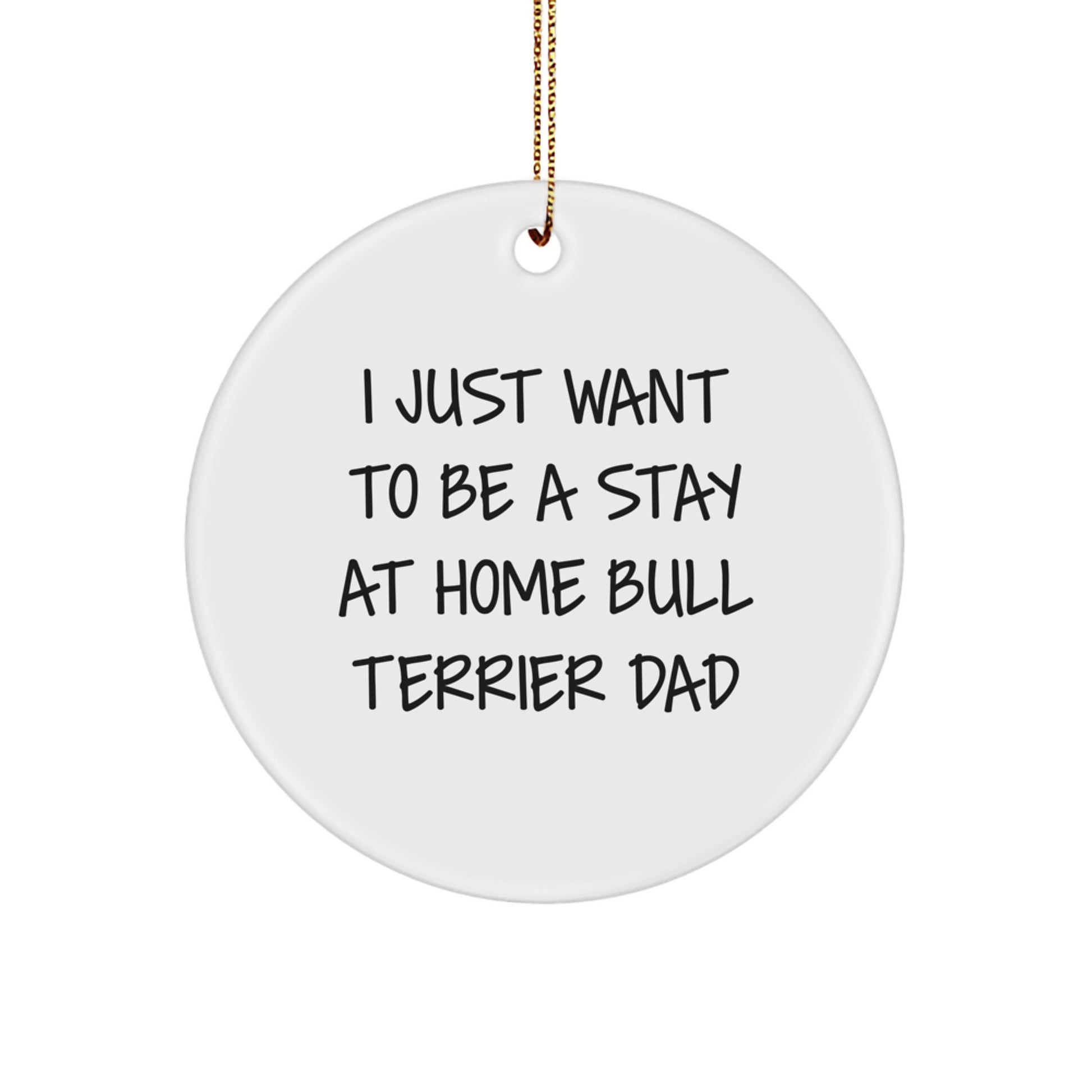 Bull Terrier Dog Dad Gifts, Funny Circle Ornament for Men, I Just Want To Be A Stay At Home Bull Terrier Dad, Christmas Unique Gifts from Men to Family - Image 1