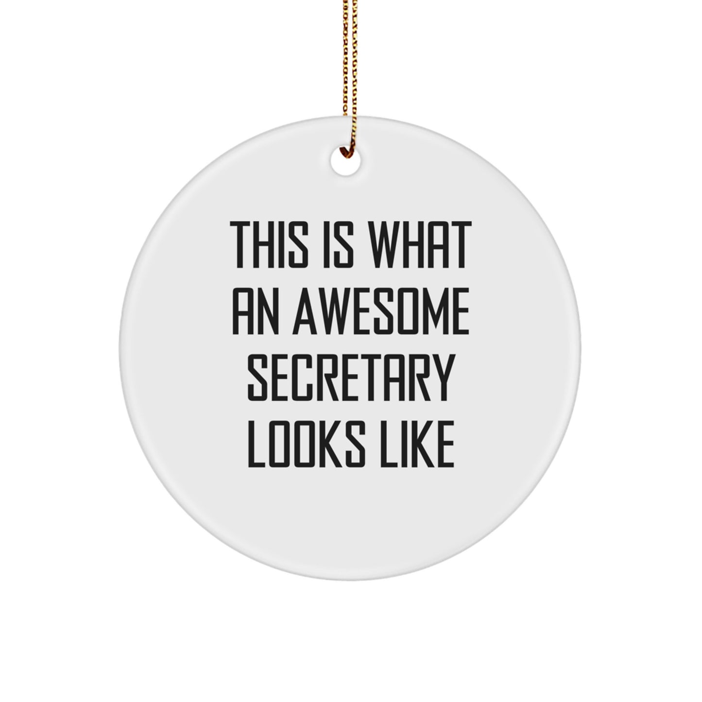 Funny Secretary Gifts from Friends - This Is What An Awesome Secretary Looks Like Circle Ornament for Christmas, Gifts for Secretary, Friends, Family, and Coworkers - Image 1