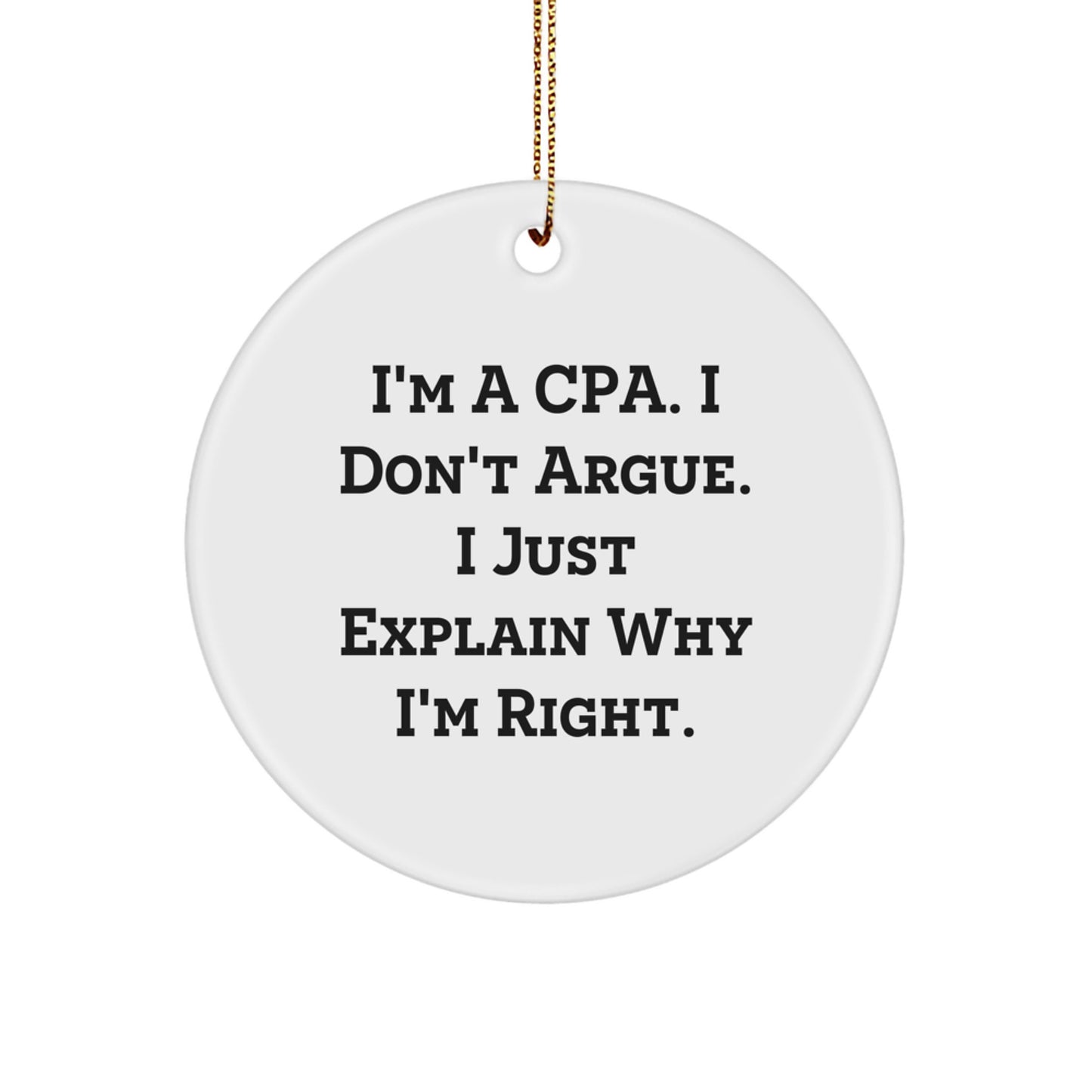 Funny CPA Gifts from Friends, Christmas Unique Circle Ornament, Inspirational Quote for Accountants - Image 1