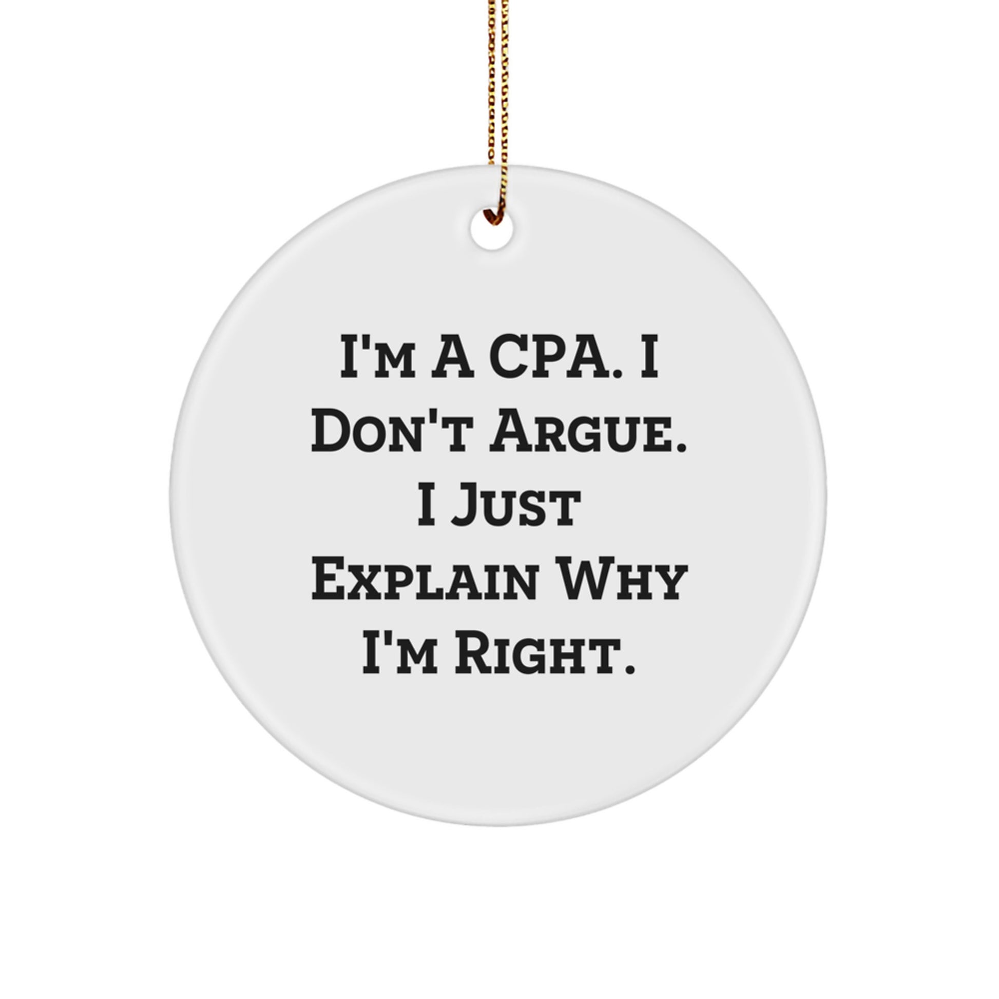 Funny CPA Gifts from Friends, Christmas Unique Circle Ornament, Inspirational Quote for Accountants - Image 1