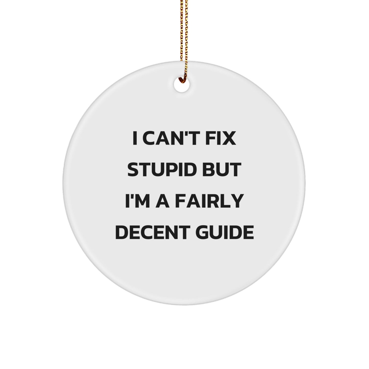 Funny Guide Gifts from Friends and Family - I Can't Fix Stupid But I'm A Decent Guide Christmas Circle Ornament - Image 1