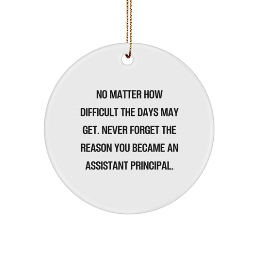 Funny Assistant Principal Christmas Circle Ornament Gifts from Friends - Never Forget Your Reason, A Heartfelt Tribute - Perfect for Home, Office, or School Decor - Image 1