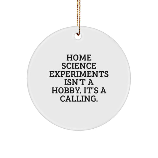 Home Science Experiments Funny Gift, Gifts from Friends for Home Science Experimenters, Christmas Circle Ornament Quote - 'Home Science Experiments Isn't A Hobby' - Image 1