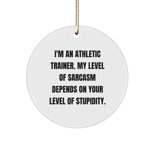 Funny Athletic Trainer Circle Ornament Gifts for Men, Cute Inspirational Sarcasm Christmas Decorations, Circle Shaped White, 'I'm An Athletic Trainer...' - Image 1