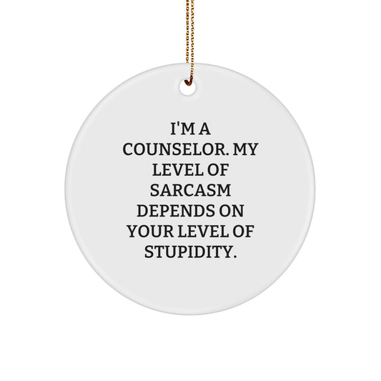 Funny Counselor Gifts from Friends - I'm A Counselor Sarcasm Circle Ornament, Unique Christmas Decorations for Counselor, Men, Women, Coworkers, Family - Image 1
