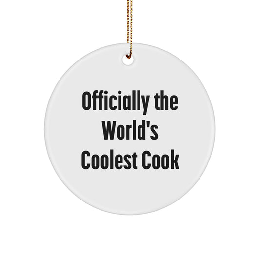 Funny Cook Christmas Unique Gifts from Friends, Officially The World's Coolest Cook Circle Ornament for Cooks, Unique Christmas Decoration for Family - Image 1