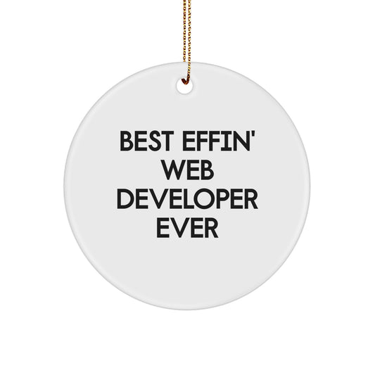 Funny Web Developer Gifts from Men for Web Developers - Circle Ornament - Best Effin' Web Developer Ever Christmas Unique Gifts - Image 1
