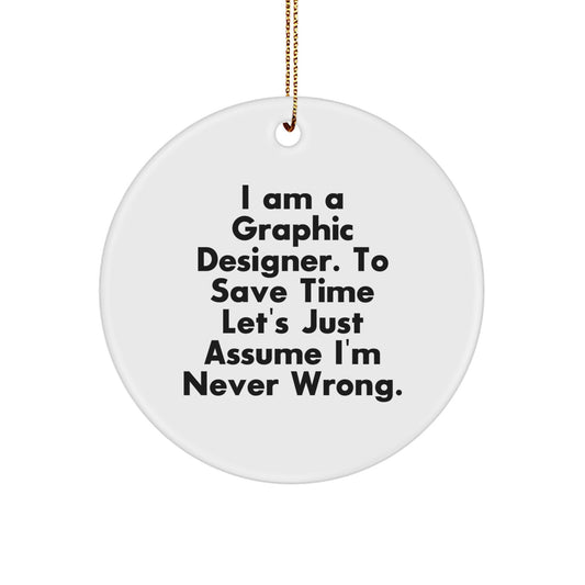 Funny Graphic Designer Gifts from Friends for Christmas Unique Circle Ornament - Image 1