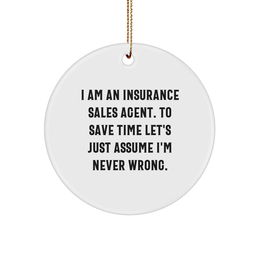 Funny Insurance Sales Agent Gifts from Friends, Gifts for Insurance Sales Agent Men, Christmas Unique Ornaments for Home Office Desk - Image 1