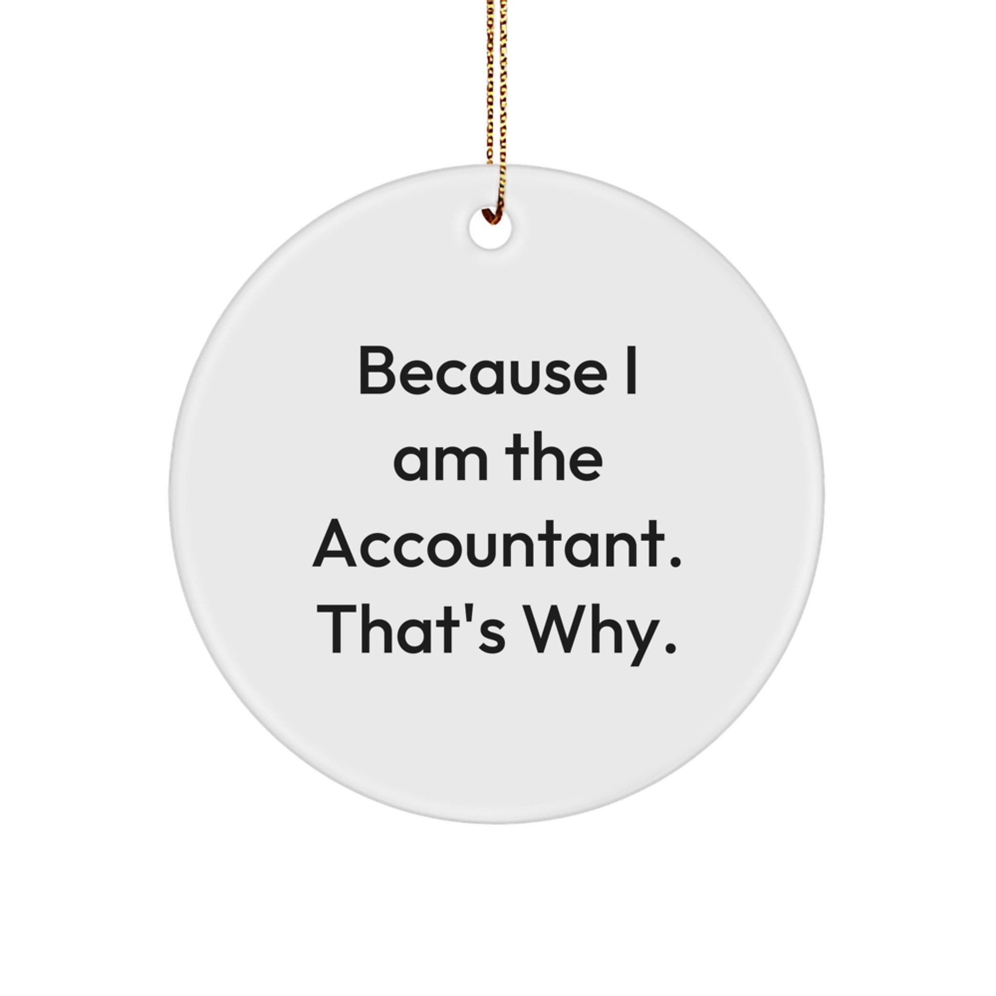 Funny Accountant Gifts from Family, Christmas Unique Circle Ornaments for Office Desk with Because I Am The Accountant That's Why Quote - Image 1