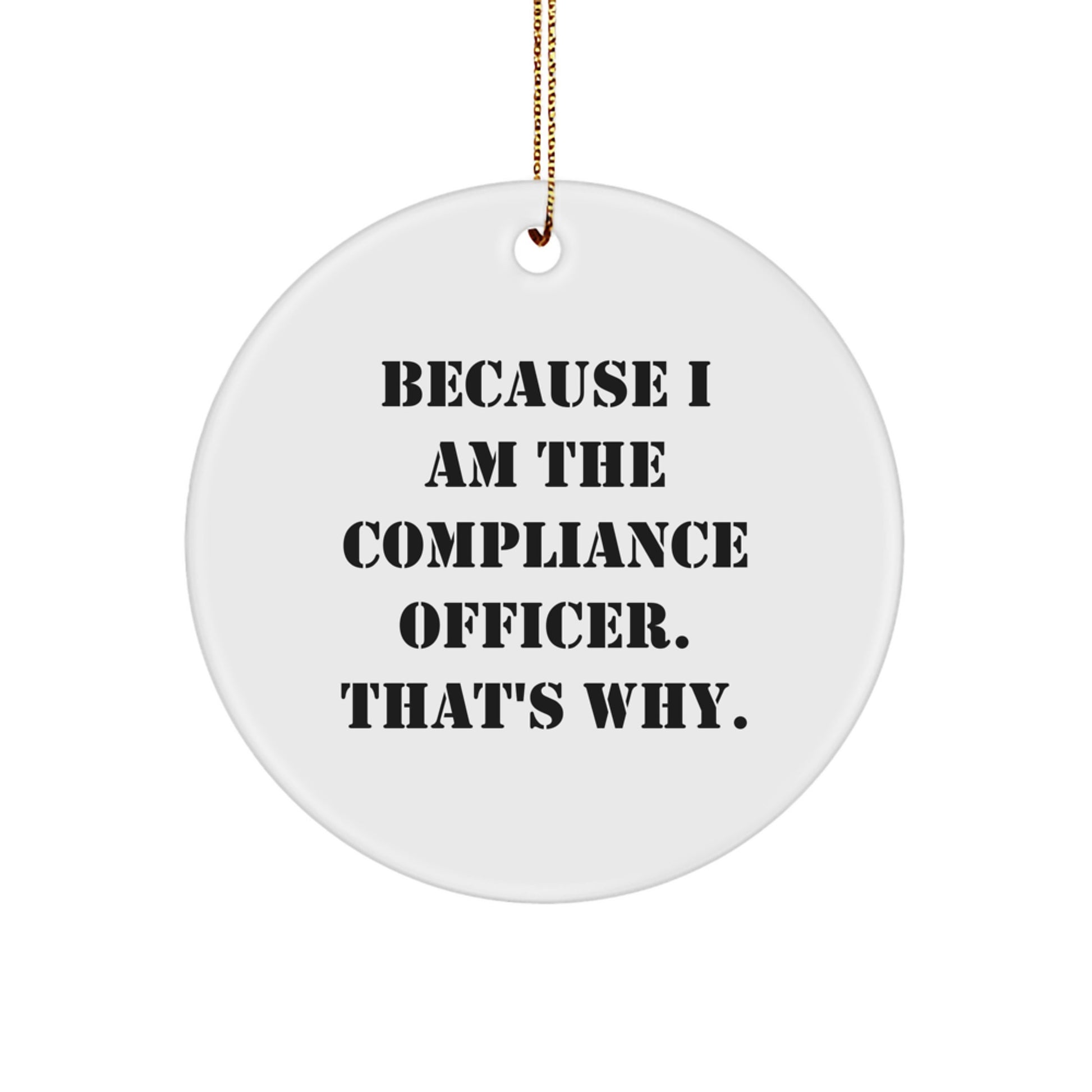 Funny Compliance Officer Christmas Unique Gifts from Friends Circle Ornament Because I Am The Compliance Officer That's Why. - Image 1