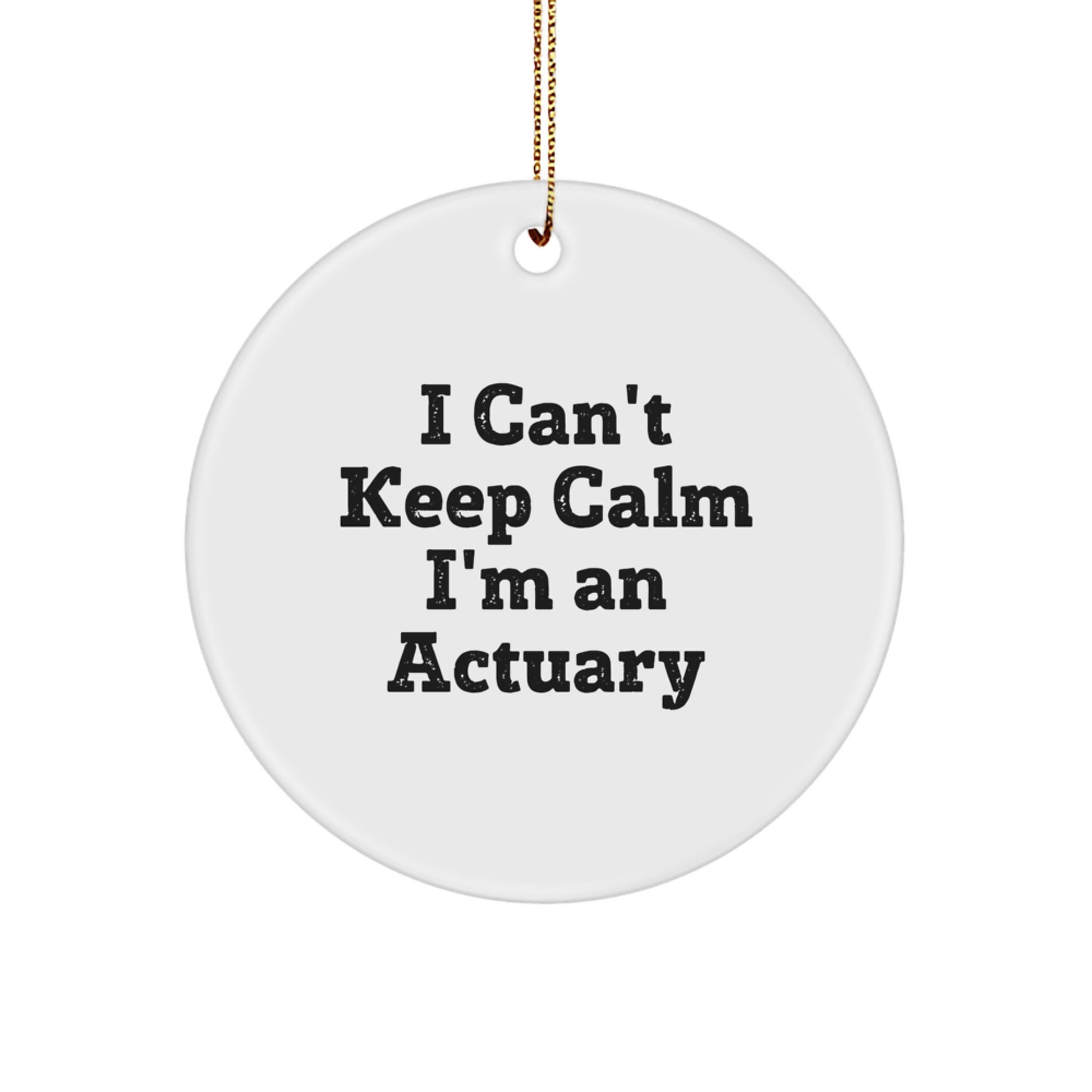 Funny Actuary Gifts for Men, I Can't Keep Calm I'm An Actuary Circle Ornament, White Christmas Unique Gifts from Friends - Image 1