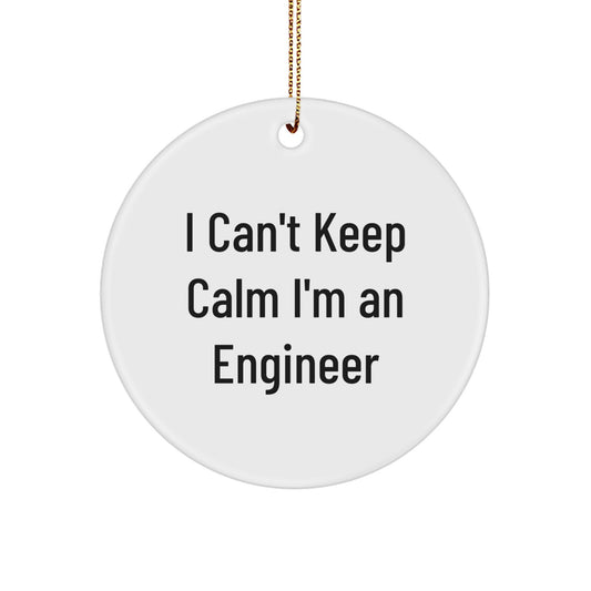 Funny Engineer Gifts from Men to Friends, 'I Can't Keep Calm I'm An Engineer' Christmas Unique Circle Ornament for Desk - Image 1