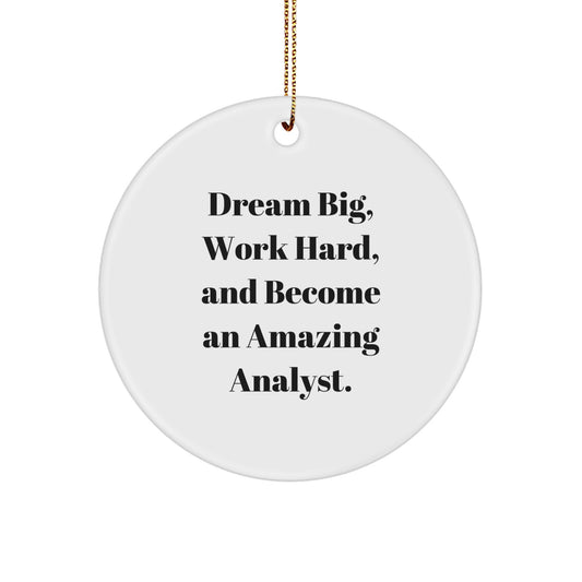 Encouraging Analyst Gifts, 'Dream Big, Work Hard, And Become An Amazing Analyst.' Circle Ornament for Christmas, Gifts from Family to Family