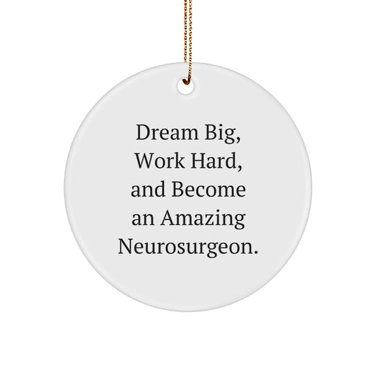 Inspirational Gifts from Friends for Amazing Neurosurgeons, Christmas Unique Ideas, Funny Circle Ornament, Dream Big Quote - Image 1