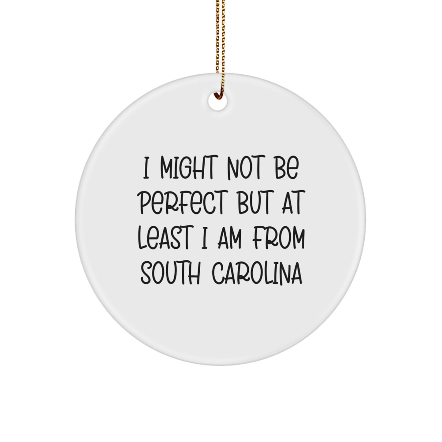 Funny South Carolina Gifts from Friends, I Might Not Be Perfect But At Least I Am From South Carolina Christmas Unique Ornaments for Men Women Friends Family - Image 1