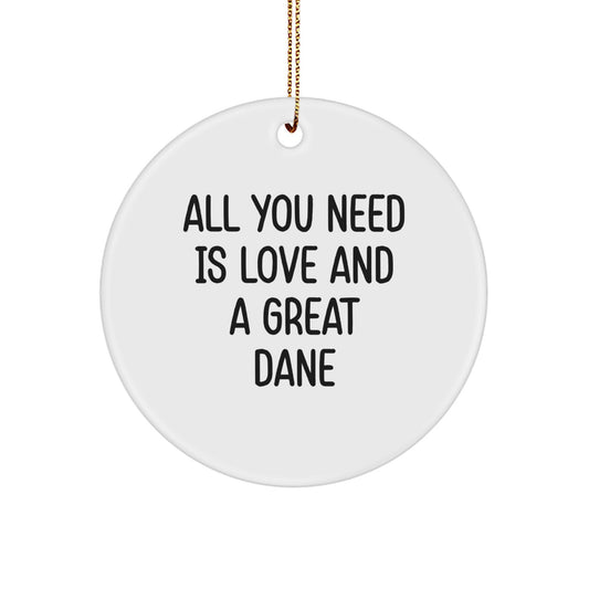 Great Dane Dog Lovers' Circle Ornament, 'All You Need Is Love And A Great Dane', Christmas Unique Gifts from Friends - Image 1
