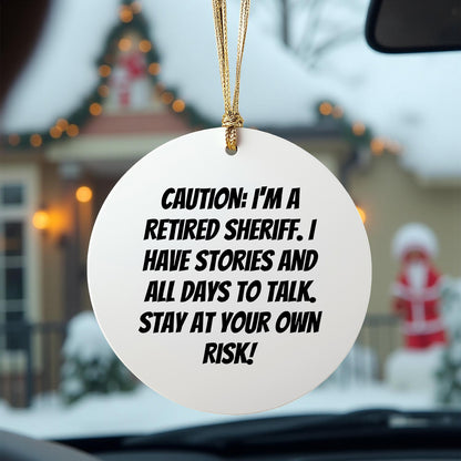 Funny Retired Sheriff Christmas Tree Circle Ornament - Mallard Moon