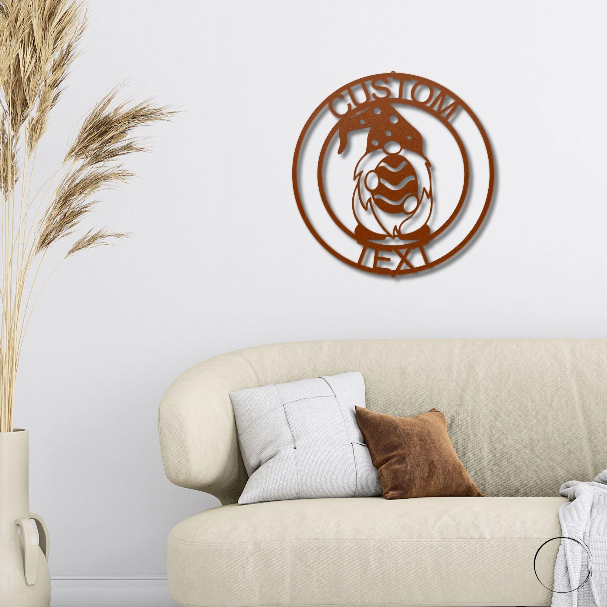 Gnome Easter Egg Custom Name Metal Art Wall Sign Home Decor - Mallard Moon Gift Shop