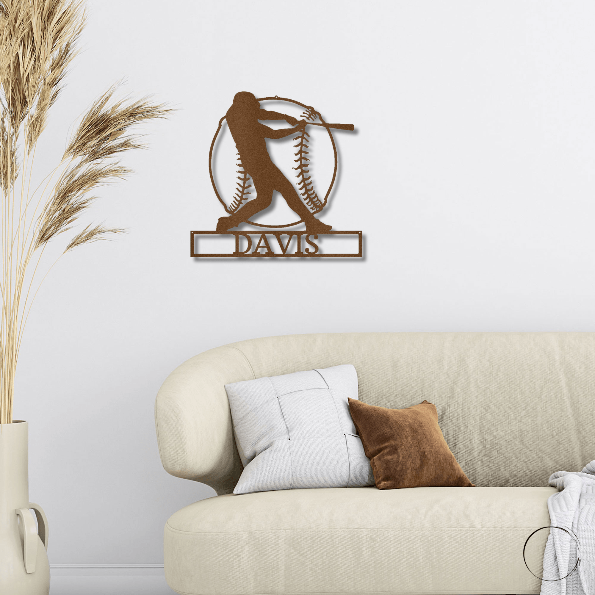 Baseball Batter Custom Name Metal Art Wall Sign - Mallard Moon Gift Shop