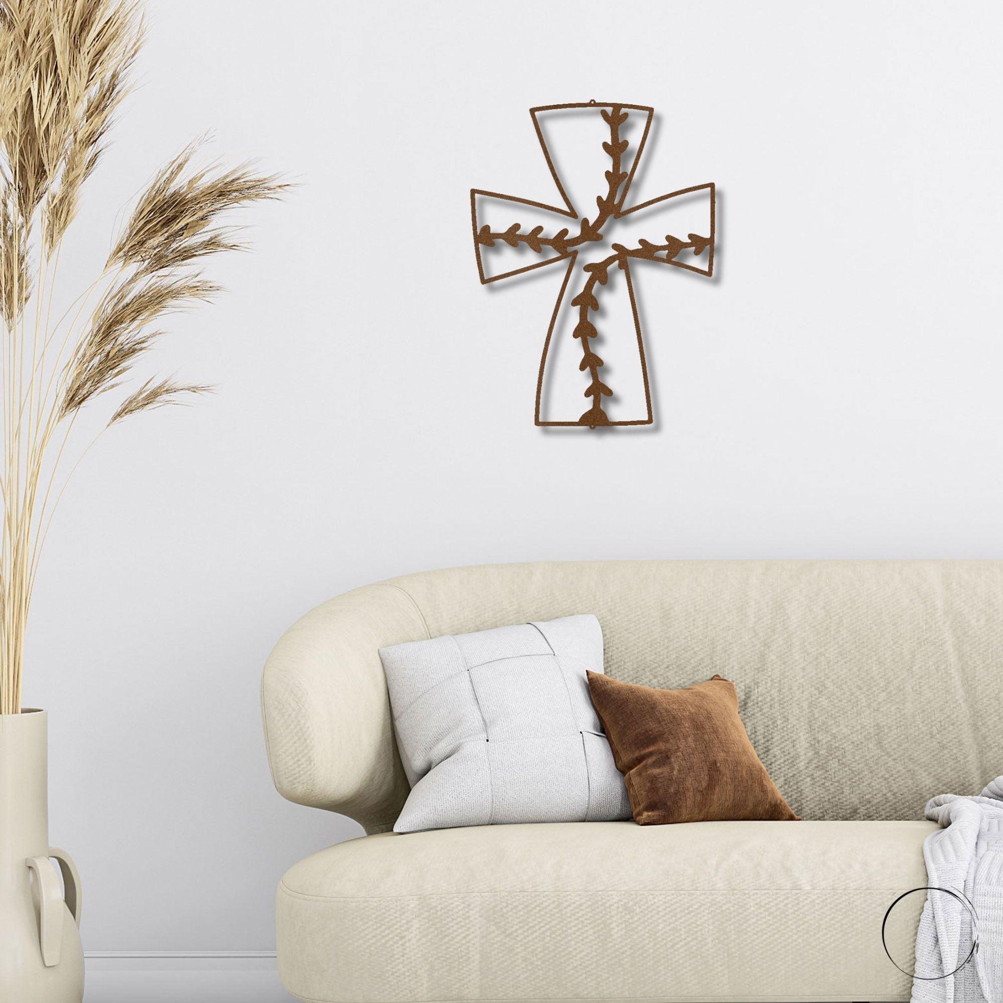 Faith In Baseball Cross Metal Art Wall Sign - Mallard Moon Gift Shop