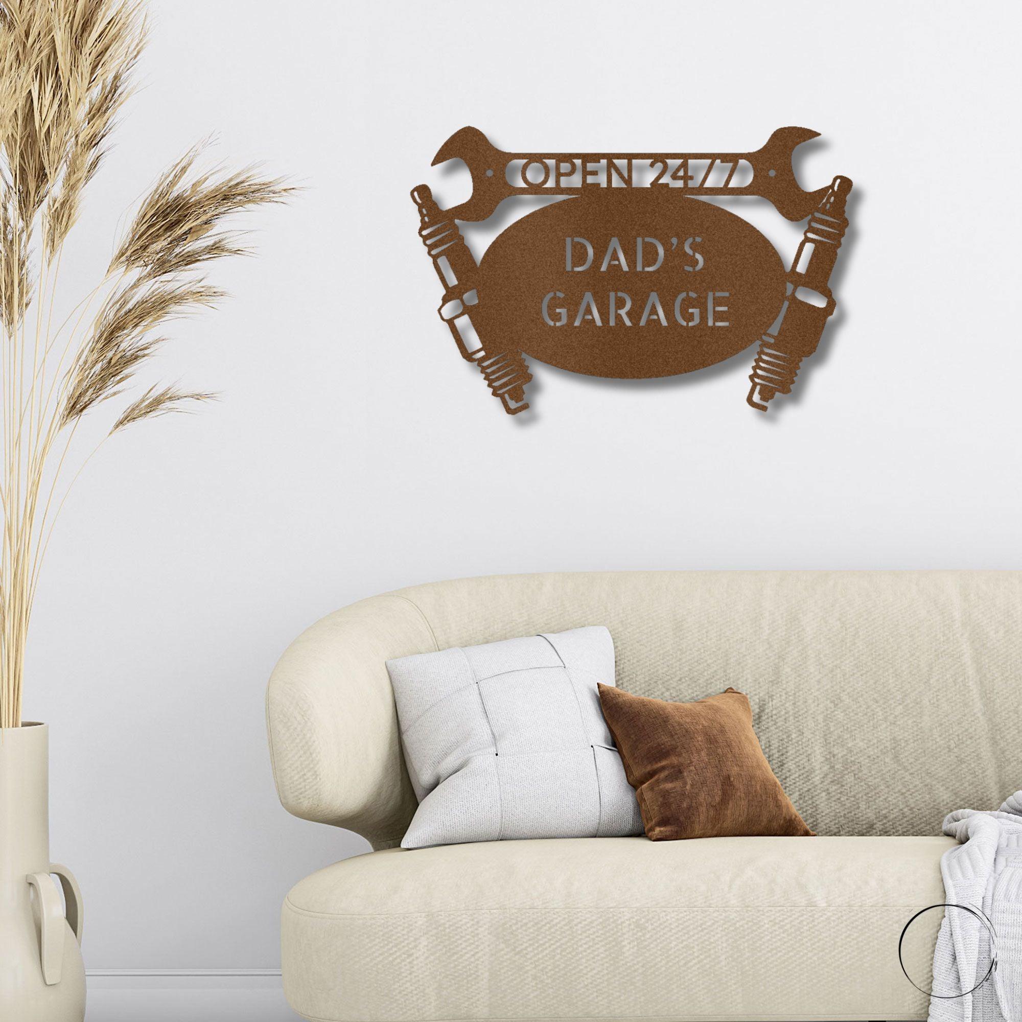 Garage Auto Mechanic Personalized Metal Art Wall Sign - Mallard Moon Gift Shop