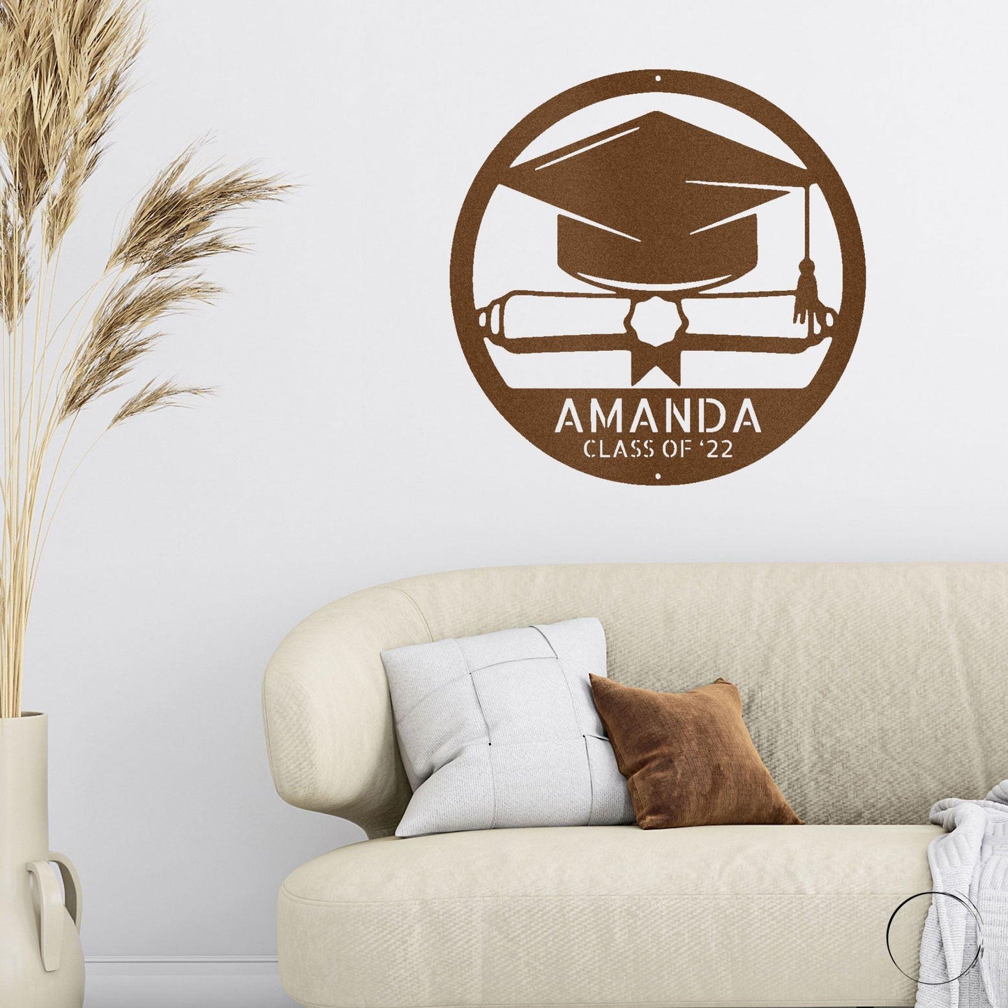 Graduation Cap and Diploma Custom Name Metal Art Wall Sign - Mallard Moon Gift Shop