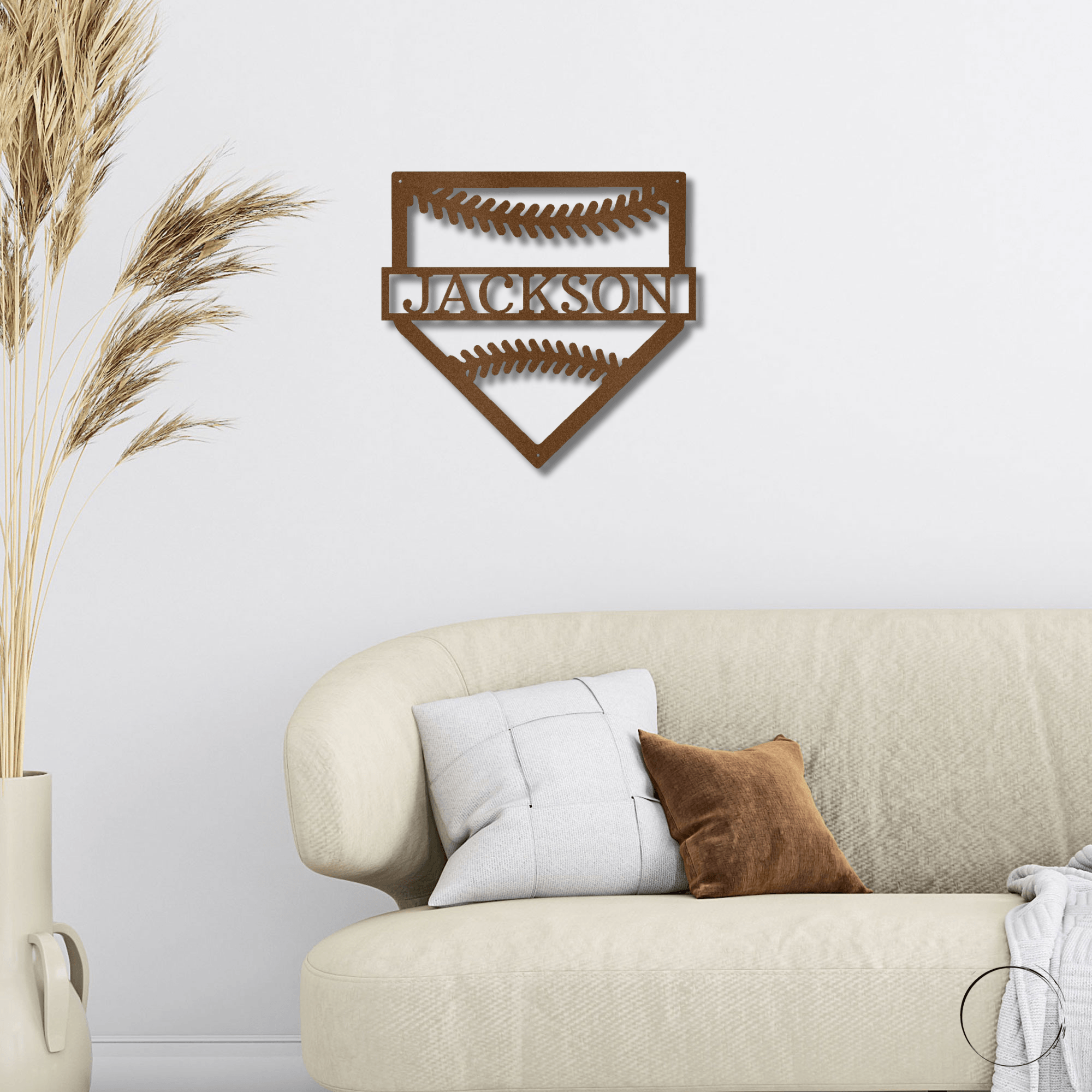 Baseball Home Plate Personalized Name Metal Art Wall Sign - Mallard Moon Gift Shop
