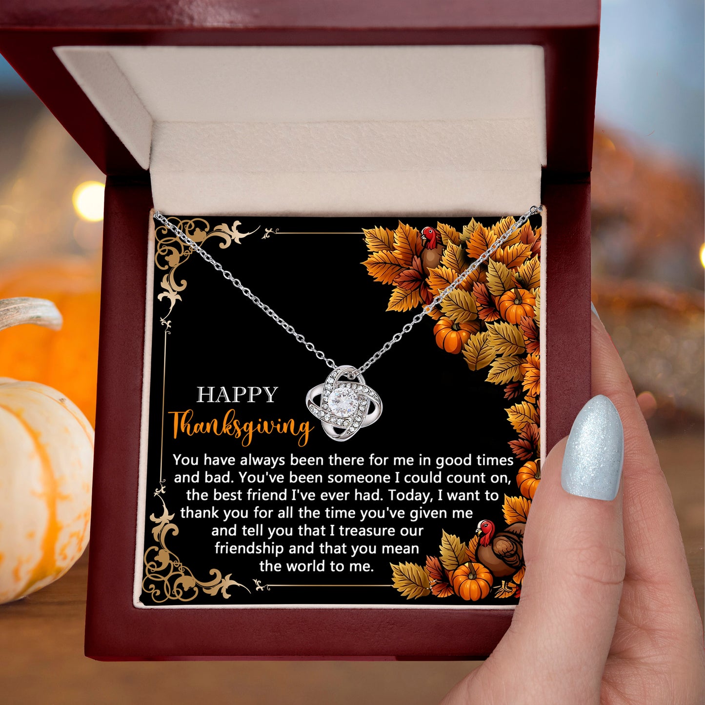 Gift for Thanksgiving - Count On - Love Knot Pendant Necklace - Mallard Moon Gift Shop