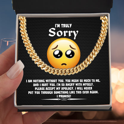 Apology Gift for Him-Sorry, Accept My Apology-Cuban Link Chain Necklace - Mallard Moon
