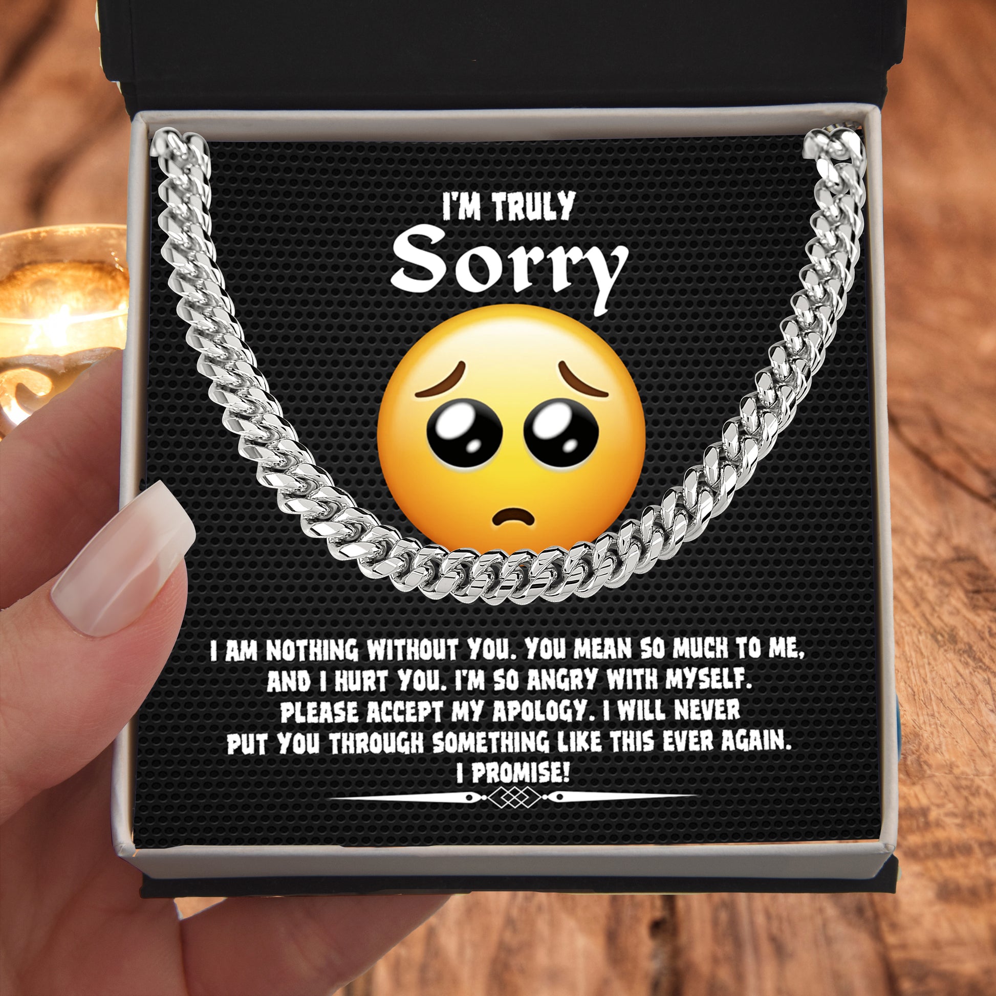 Apology Gift for Him-Sorry, Accept My Apology-Cuban Link Chain Necklace - Mallard Moon