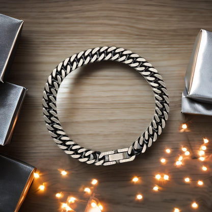 Grandfather Cuban Link Chain Bracelet Motivational Message Card Birthday Christmas Fathers Day Gifts- Life is learning to dance in the rain, finding good in each day. I'm always with you - Mallard Moon Gift Shop