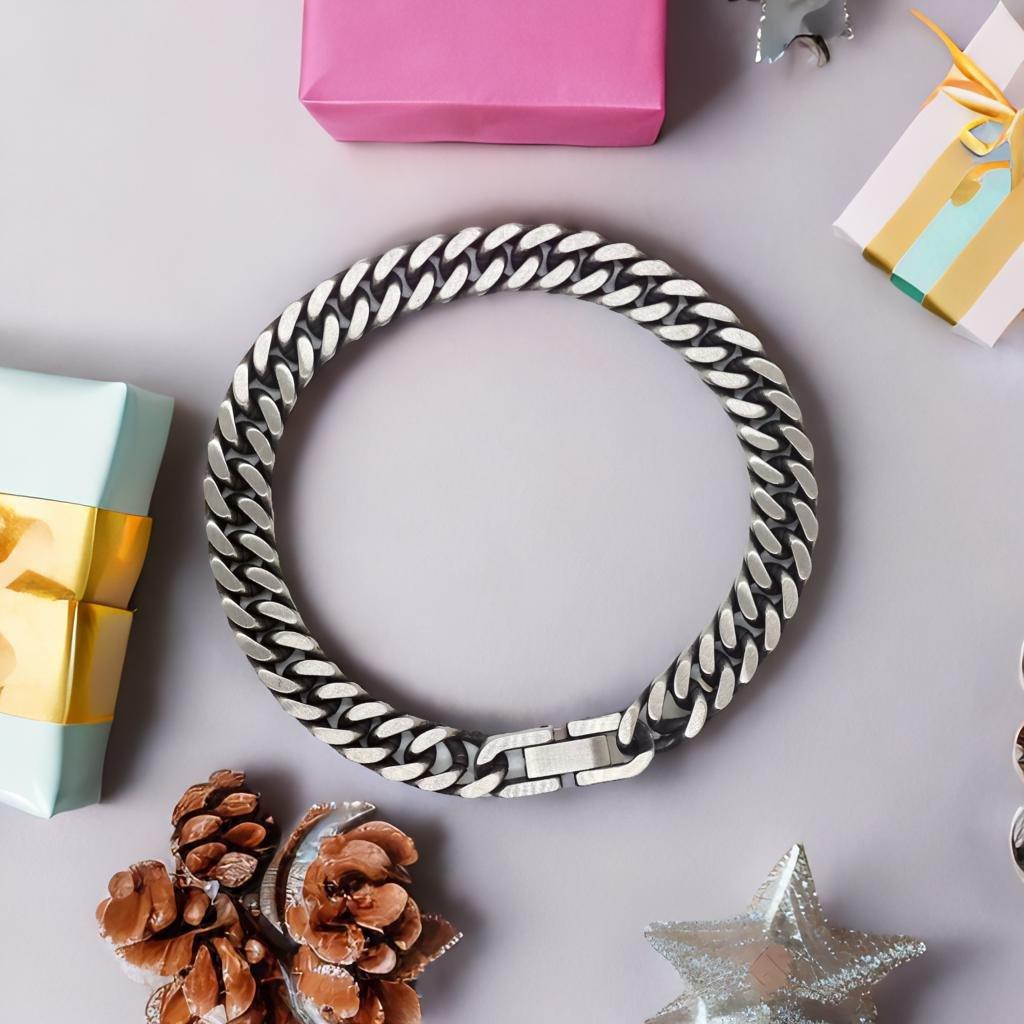 Grandfather Cuban Link Chain Bracelet Motivational Message Card Birthday Christmas Fathers Day Gifts- Life is learning to dance in the rain, finding good in each day. I'm always with you - Mallard Moon Gift Shop