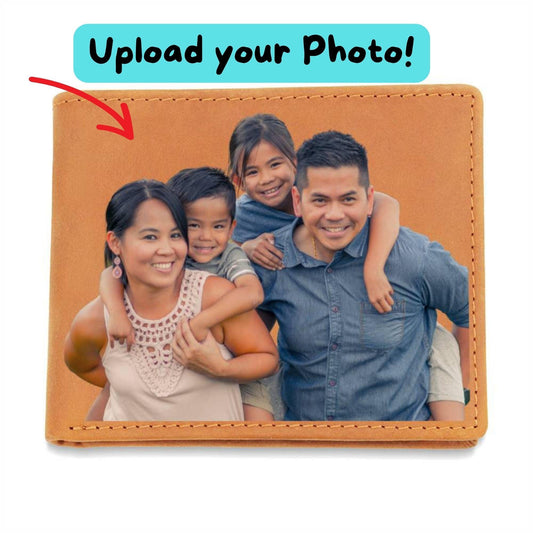 Custom Photo Upload Graphic Leather Bifold Wallet - Mallard Moon Gift Shop