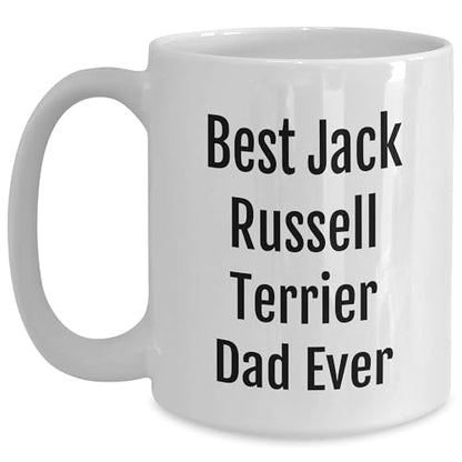 Funny Best Jack Russell Terrier Dad Ever White Coffee Mug Gifts for Him on Valentine's, Gifts from Mom or Friend to the Awesome Jack Russell Terrier Dog Lover - Mallard Moon Gift Shop