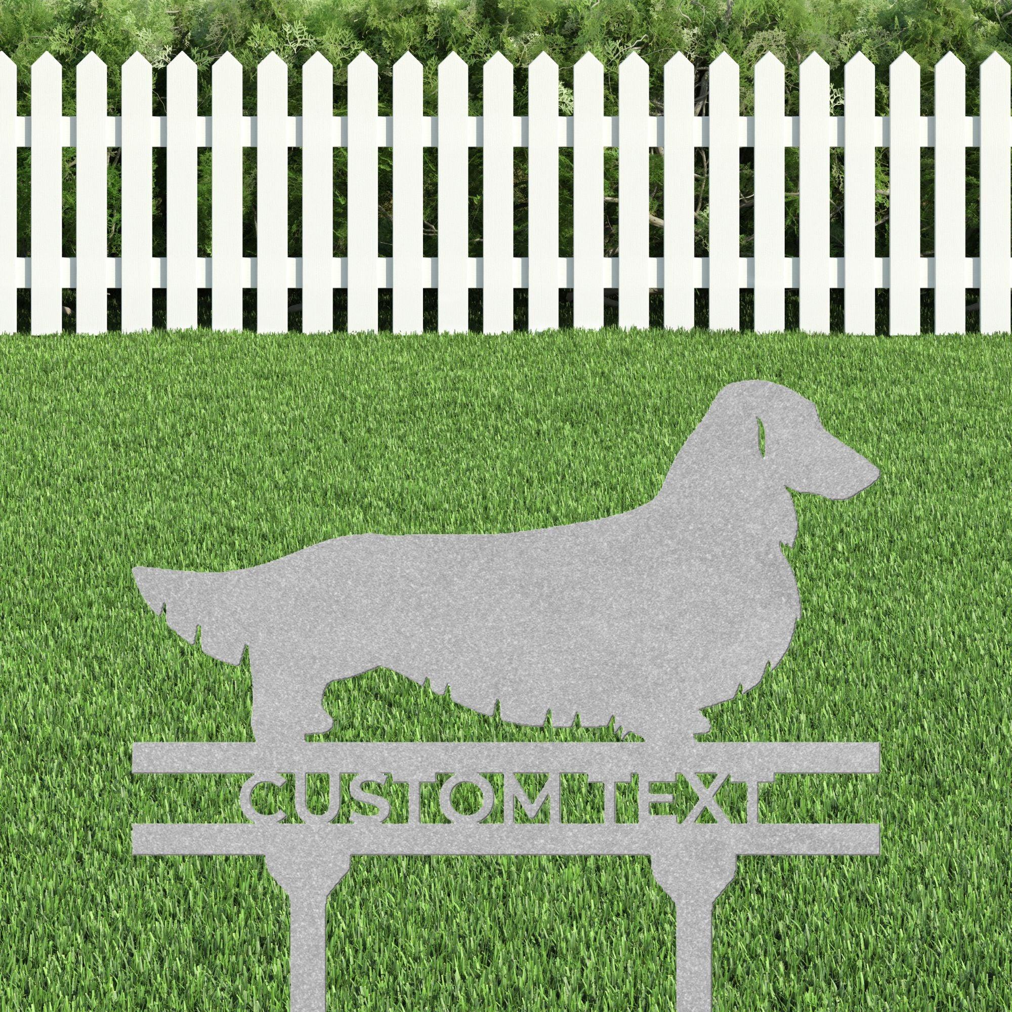 Dachshund Long Haired Custom Address, Name Metal Yard Sign - Mallard Moon Gift Shop