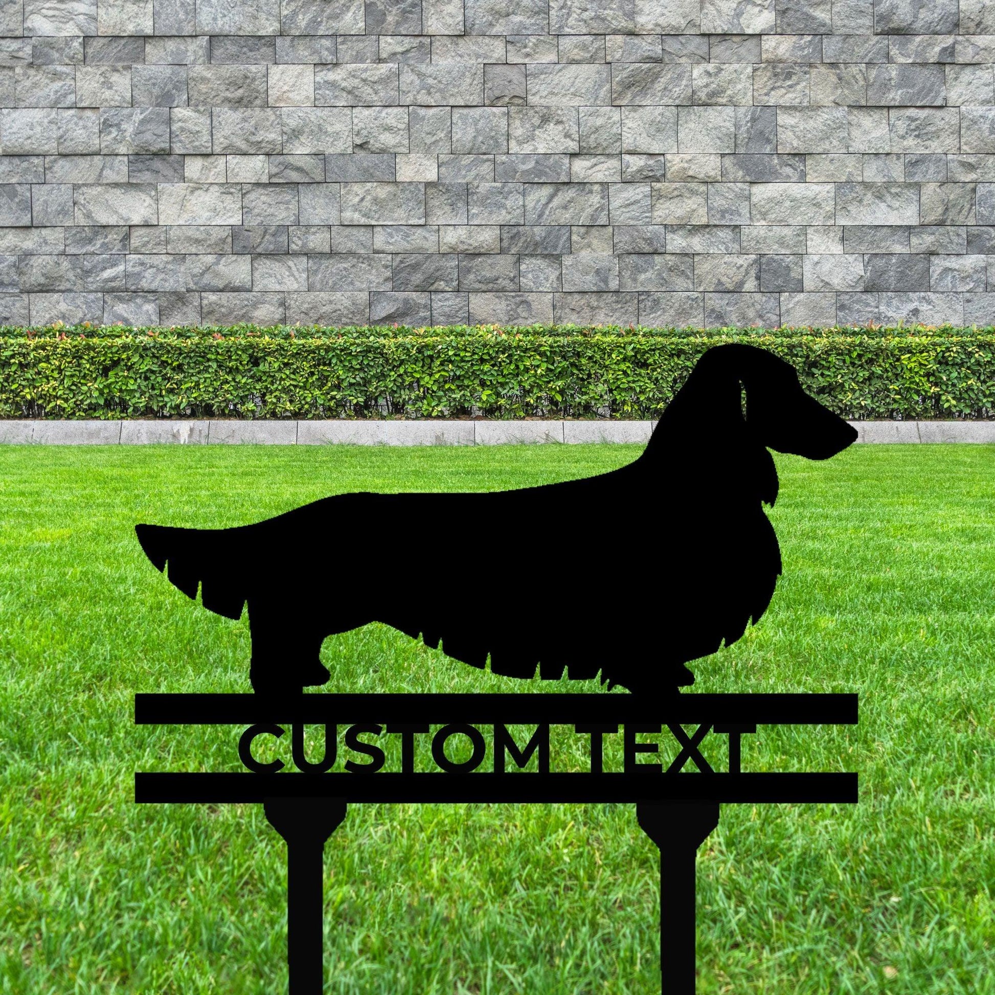 Dachshund Long Haired Custom Address, Name Metal Yard Sign - Mallard Moon Gift Shop