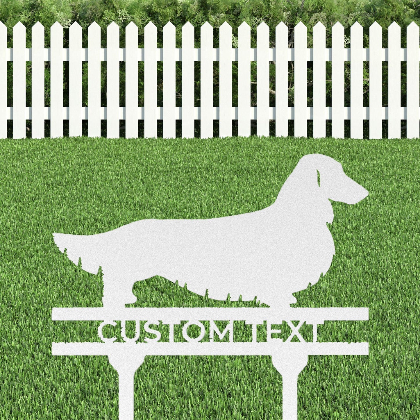 Dachshund Long Haired Custom Address, Name Metal Yard Sign - Mallard Moon Gift Shop
