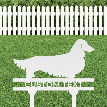 Dachshund Long Haired Custom Address, Name Metal Yard Sign - Mallard Moon Gift Shop