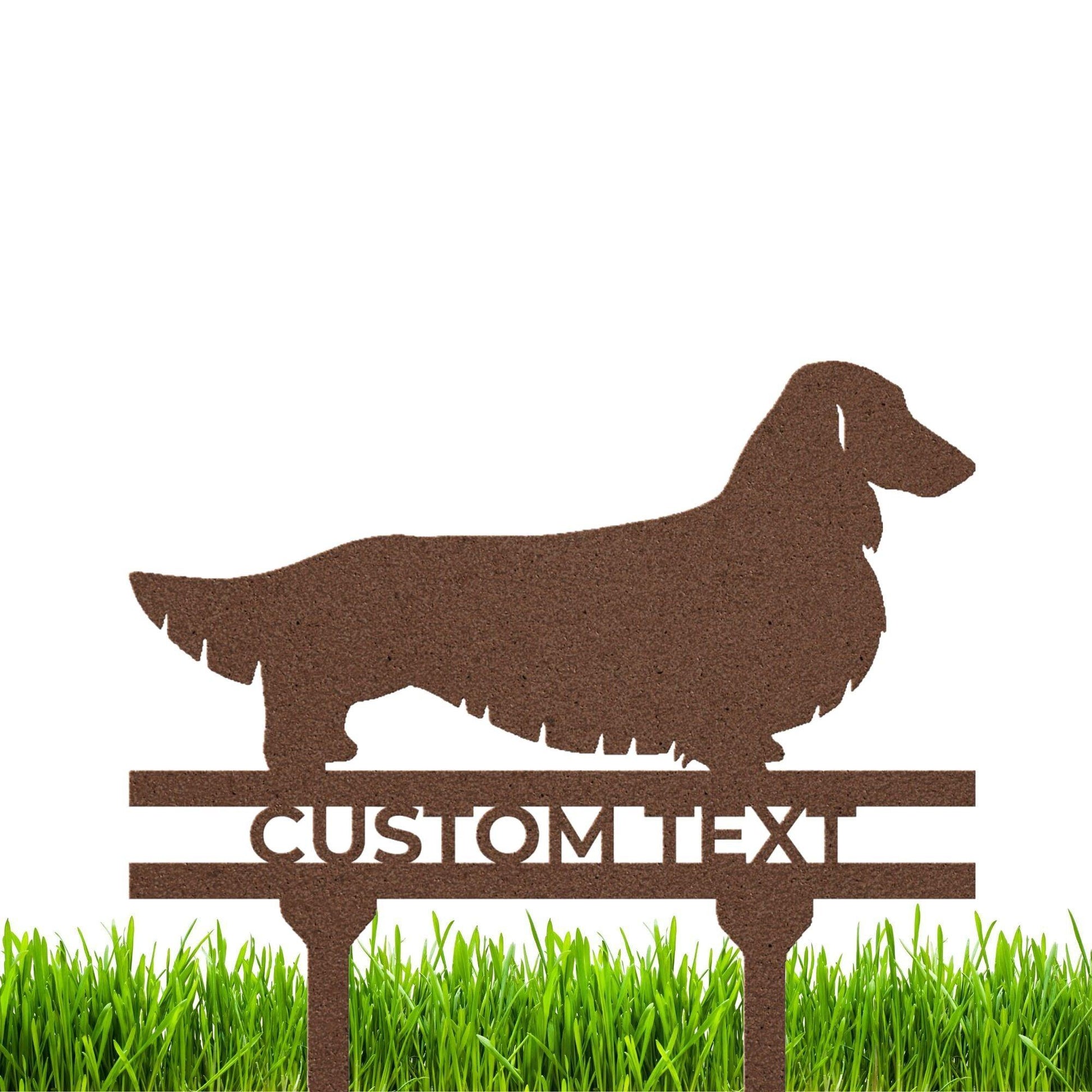 Dachshund Long Haired Custom Address, Name Metal Yard Sign - Mallard Moon Gift Shop