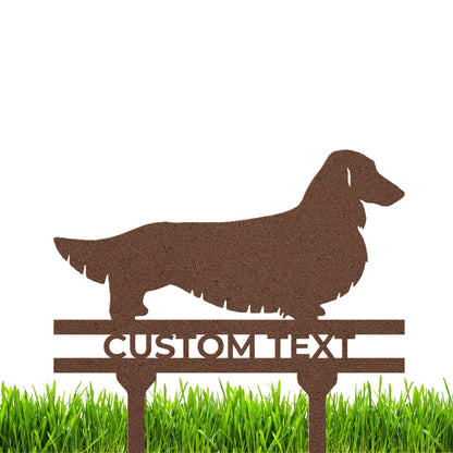 Dachshund Long Haired Custom Address, Name Metal Yard Sign - Mallard Moon Gift Shop