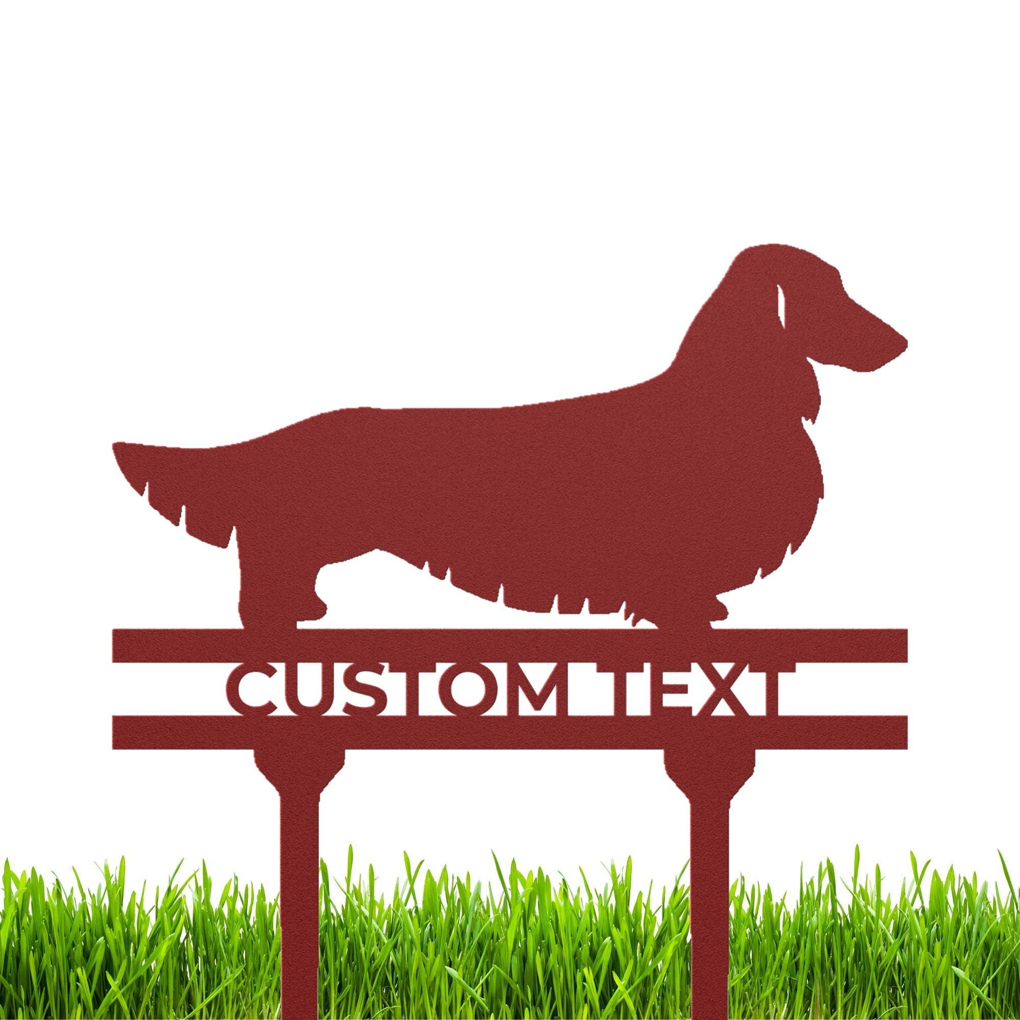 Dachshund Long Haired Custom Address, Name Metal Yard Sign - Mallard Moon Gift Shop