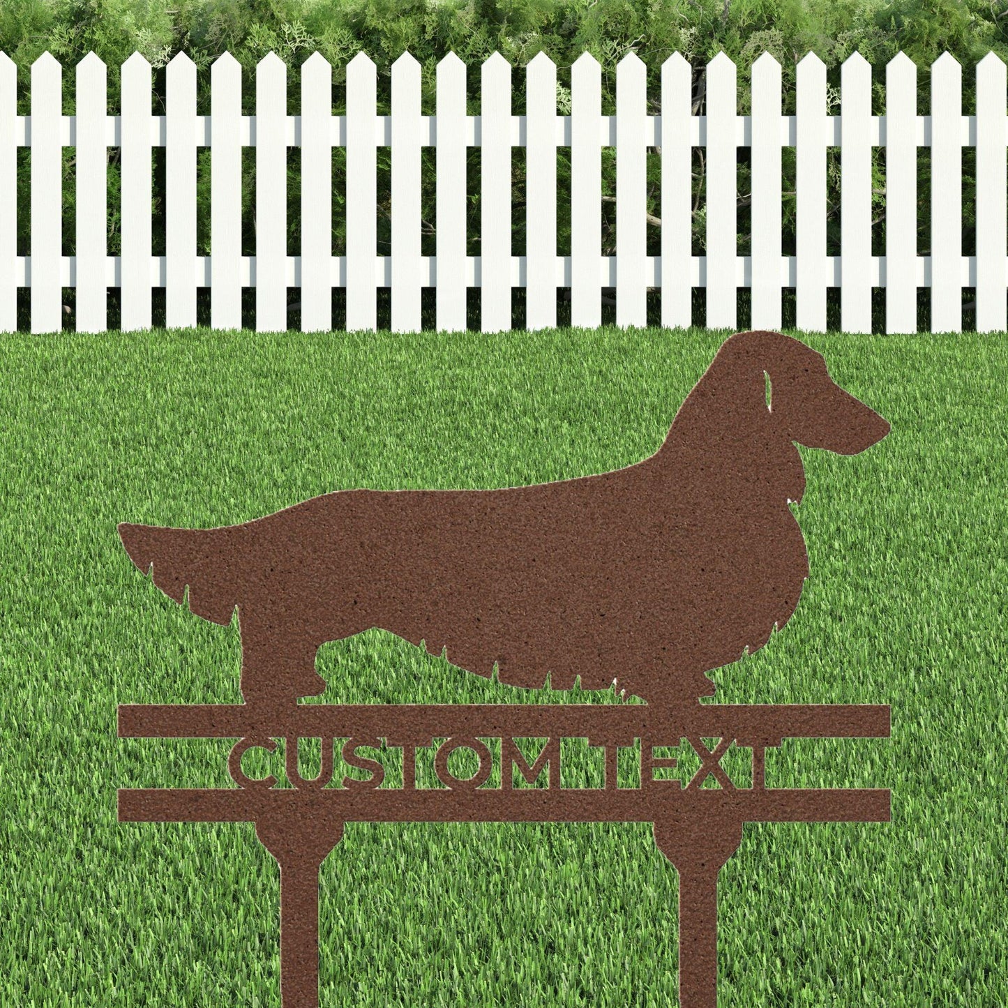 Dachshund Long Haired Custom Address, Name Metal Yard Sign - Mallard Moon Gift Shop