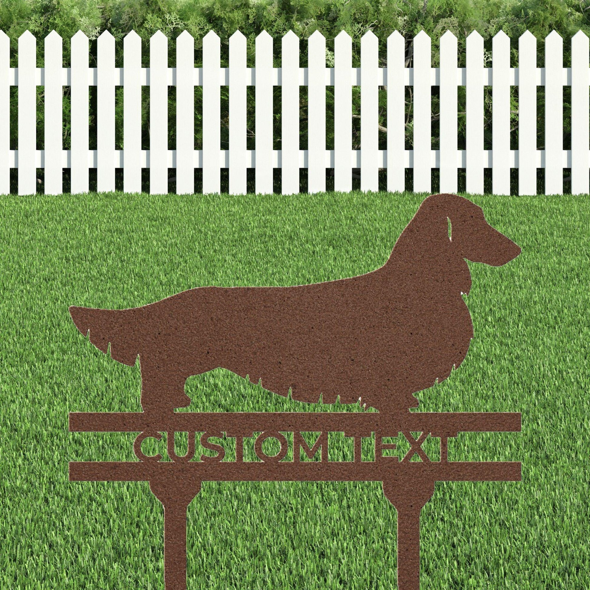 Dachshund Long Haired Custom Address, Name Metal Yard Sign - Mallard Moon Gift Shop