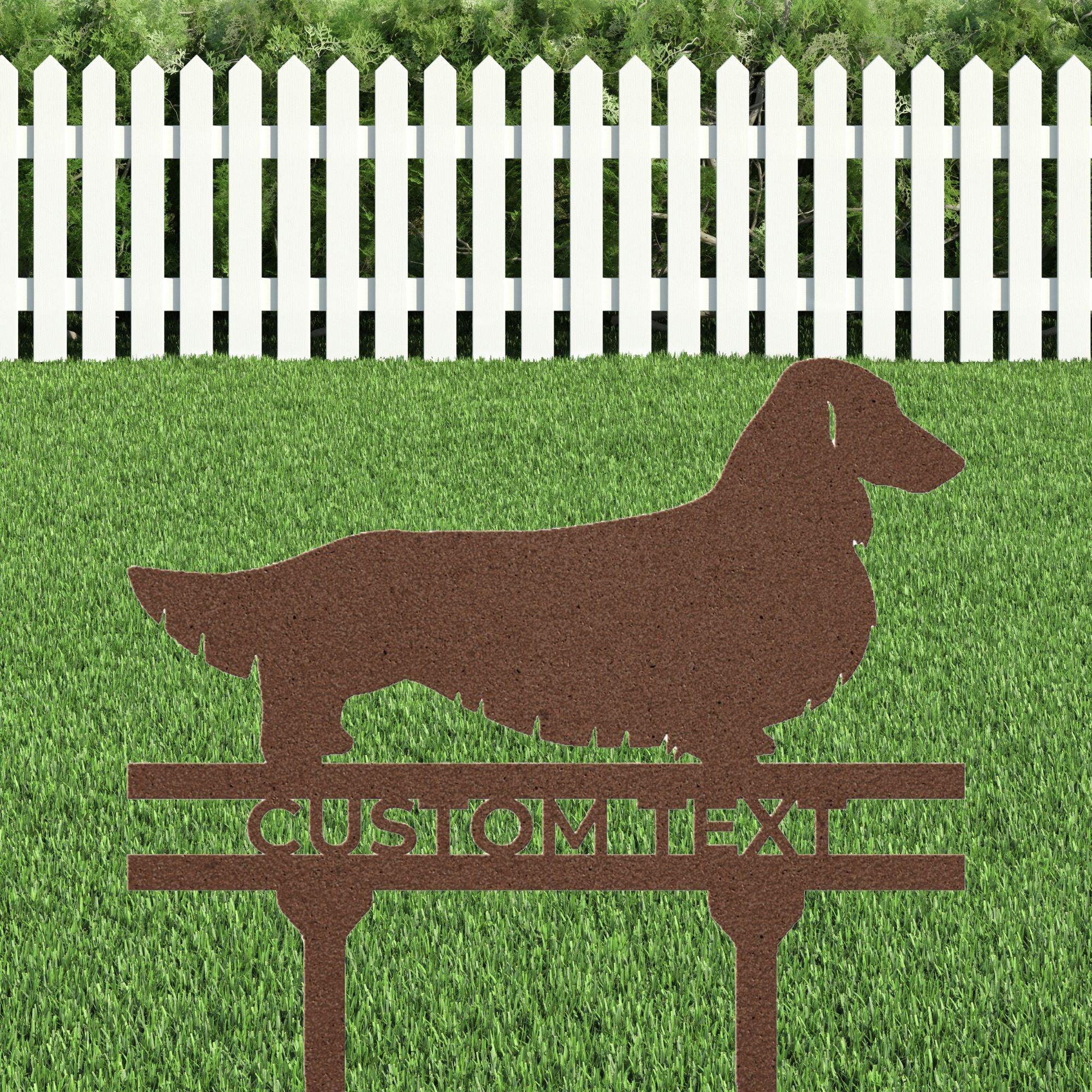 Dachshund Long Haired Custom Address, Name Metal Yard Sign - Mallard Moon Gift Shop