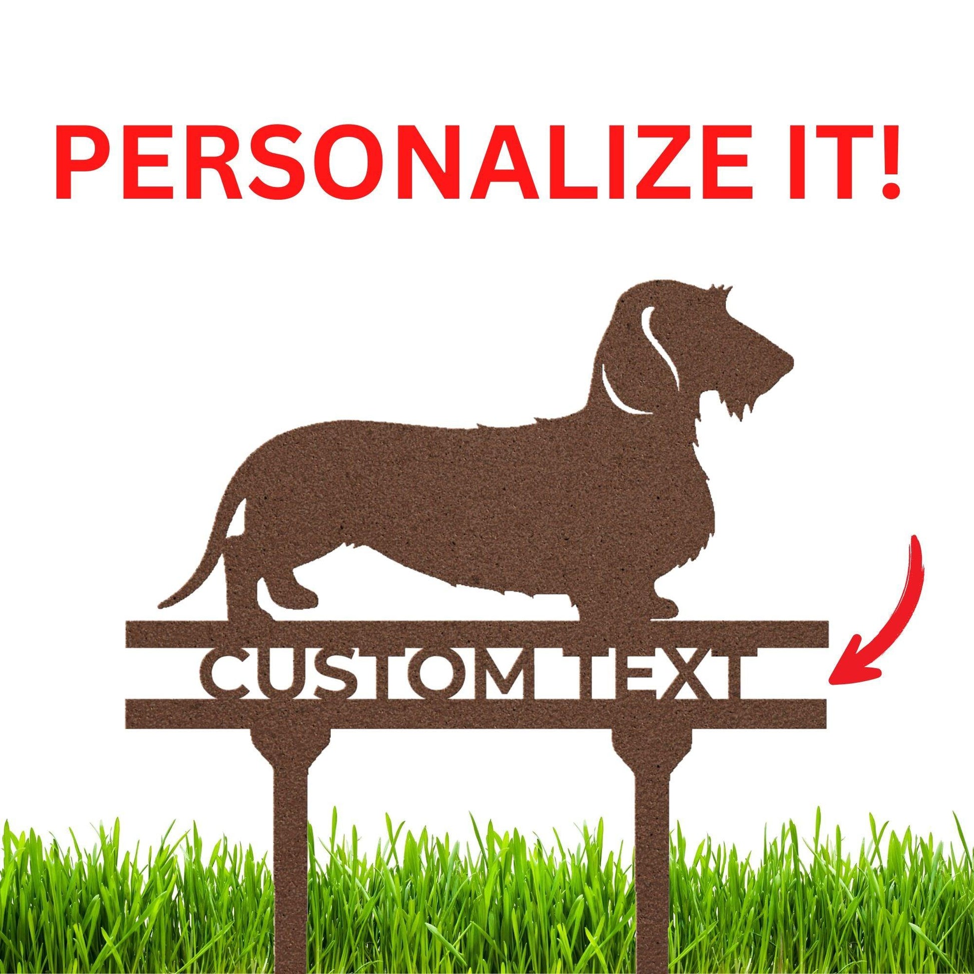 Dachshund Wire Haired Custom Address, Name Metal Yard Sign - Mallard Moon Gift Shop